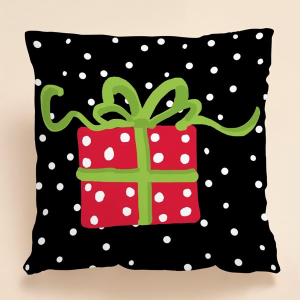 

Christmas Gift Print Cushion Cover Without Filler, Multicolor