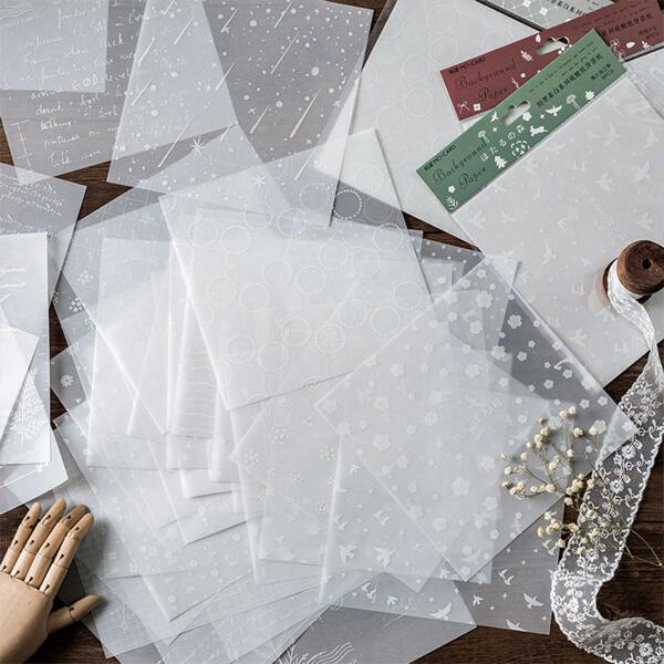 

8pcs Random Pattern Material Paper, White