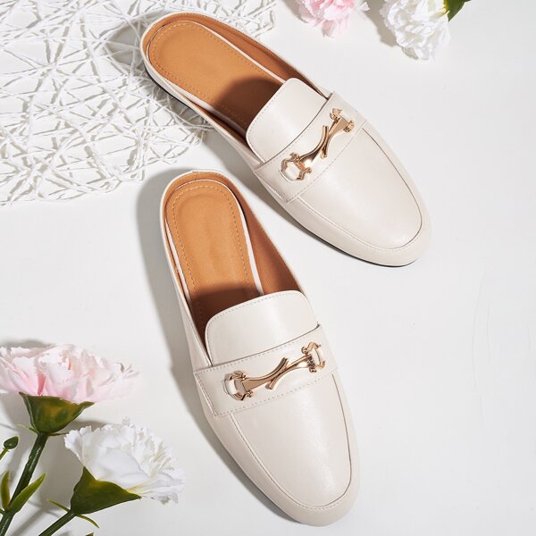 

Horsebit Decor Loafer Mules, Apricot