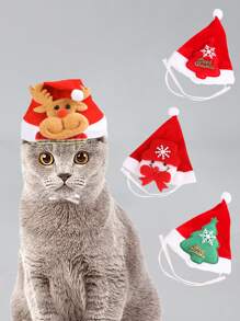 1頂聖誕節寵物帽子,適用於貓和小型犬,顏色隨機 - 查看 1