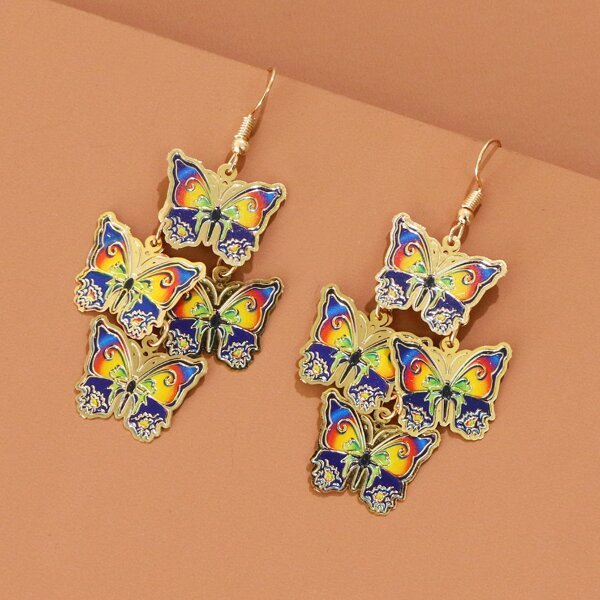 

Colorful Butterfly Drop Earrings, Multicolor