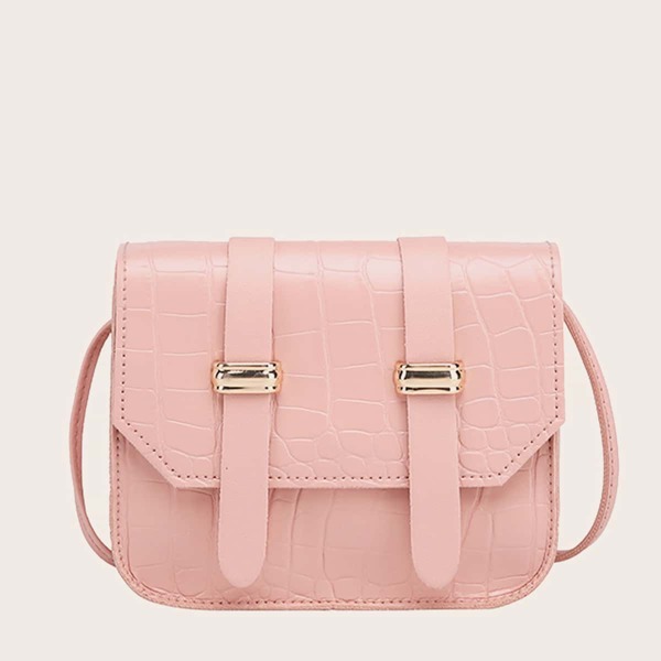 

Girls Croc Embossed Flap Crossbody Bag, Pink