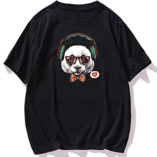 

Men Cartoon Dog Graphic Tee, Black