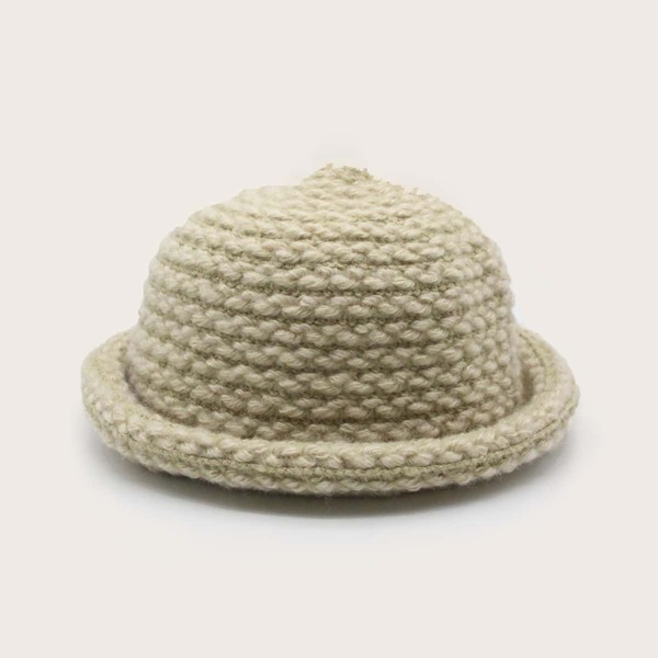 

Solid Knit Cuffed Hat, Beige