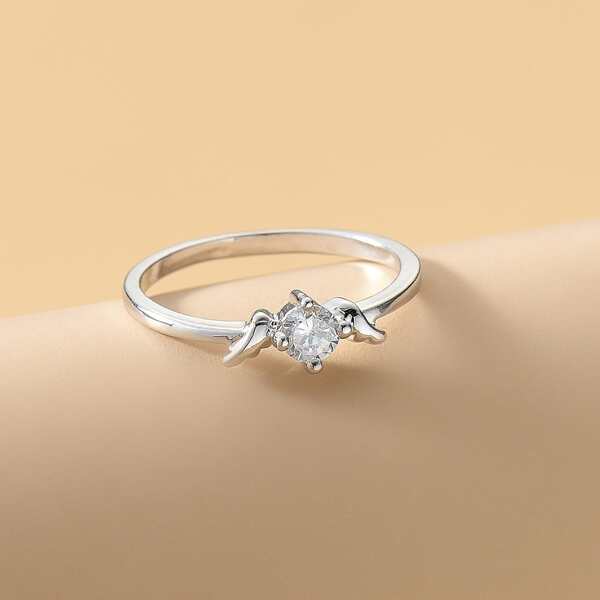 

Rhinestone Decor Ring, Silver