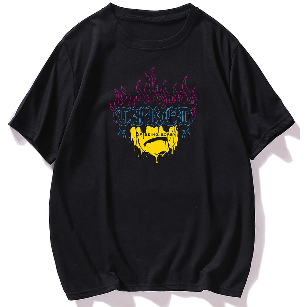 

Guys Fire & Letter Graphic Tee, Black
