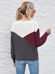 SHEIN LUNE Colour Block Drop Shoulder Jumper - Multicolor - View 2