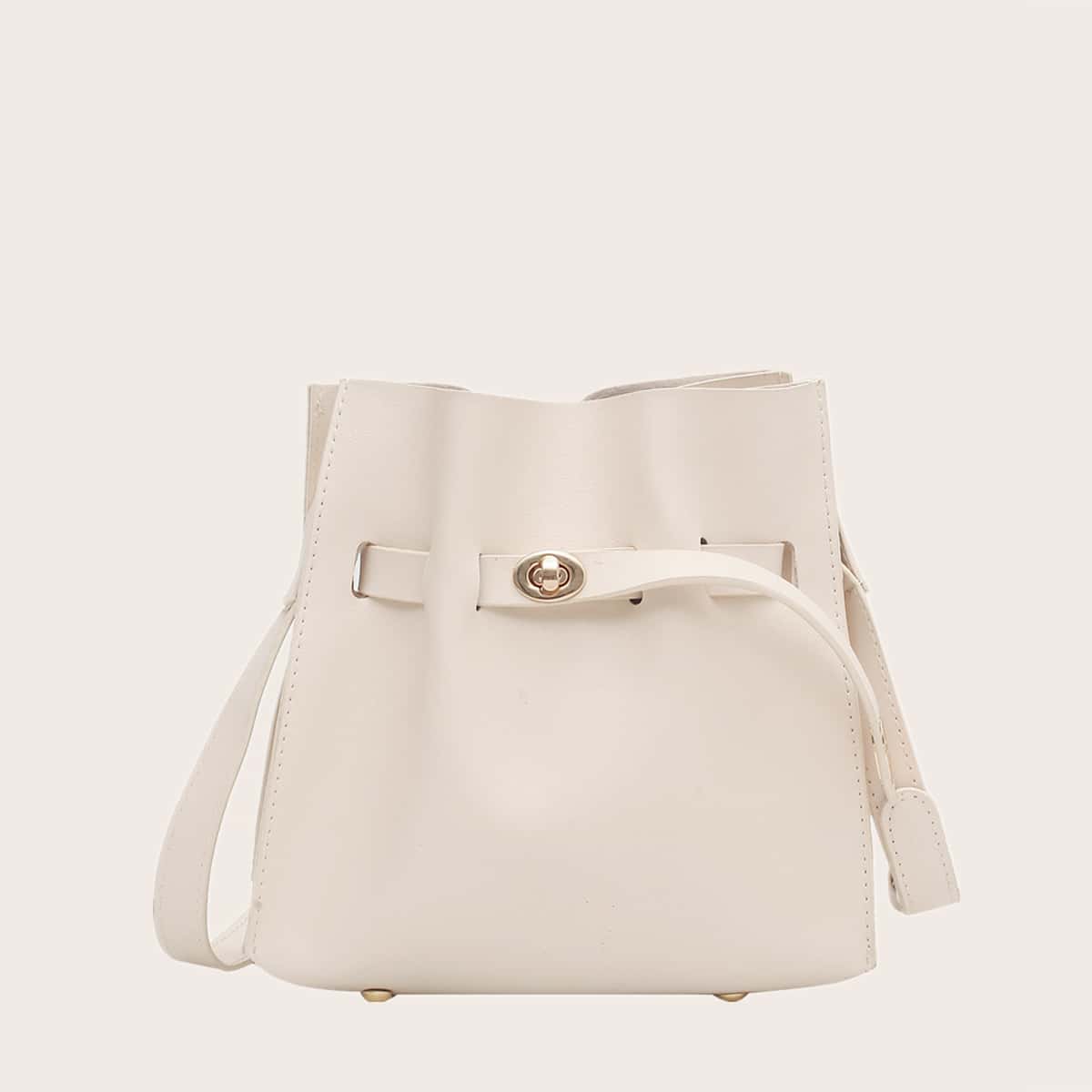 

Minimalist Drawstring Bucket Bag, White