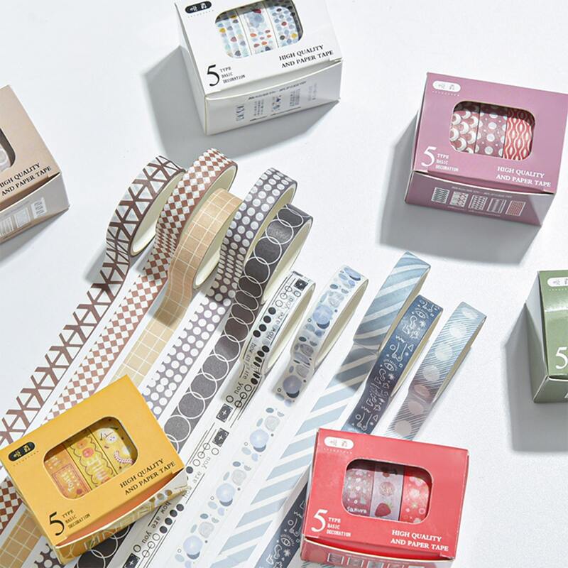

5rolls Random Pattern DIY Tape, Multicolor