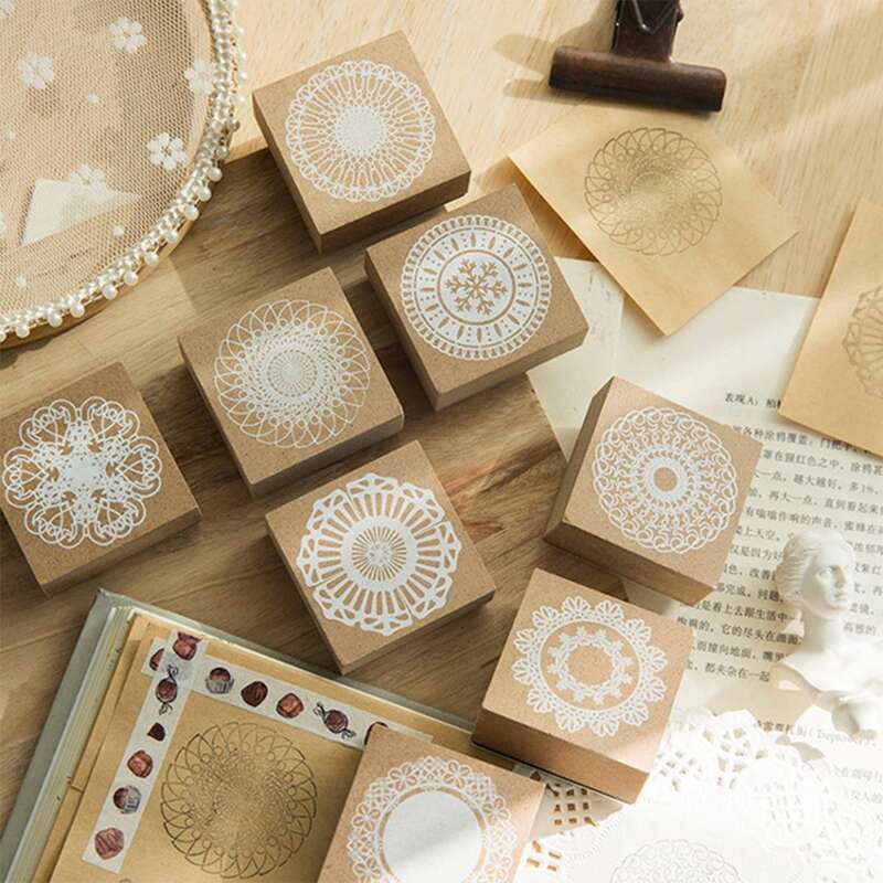 

1pc Random Pattern Wooden Stamp, Khaki