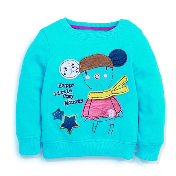 

Toddler Girls Slogan Embroidery Patched Sweatshirt, Mint blue