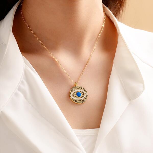 

Eye Charm Necklace, Gold