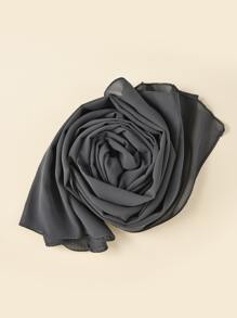 1 pañuelo para la cabeza de gasa y perlas de Color liso para mujer, adecuado para uso diario y estilo árabe informal - Gris - Ver 2