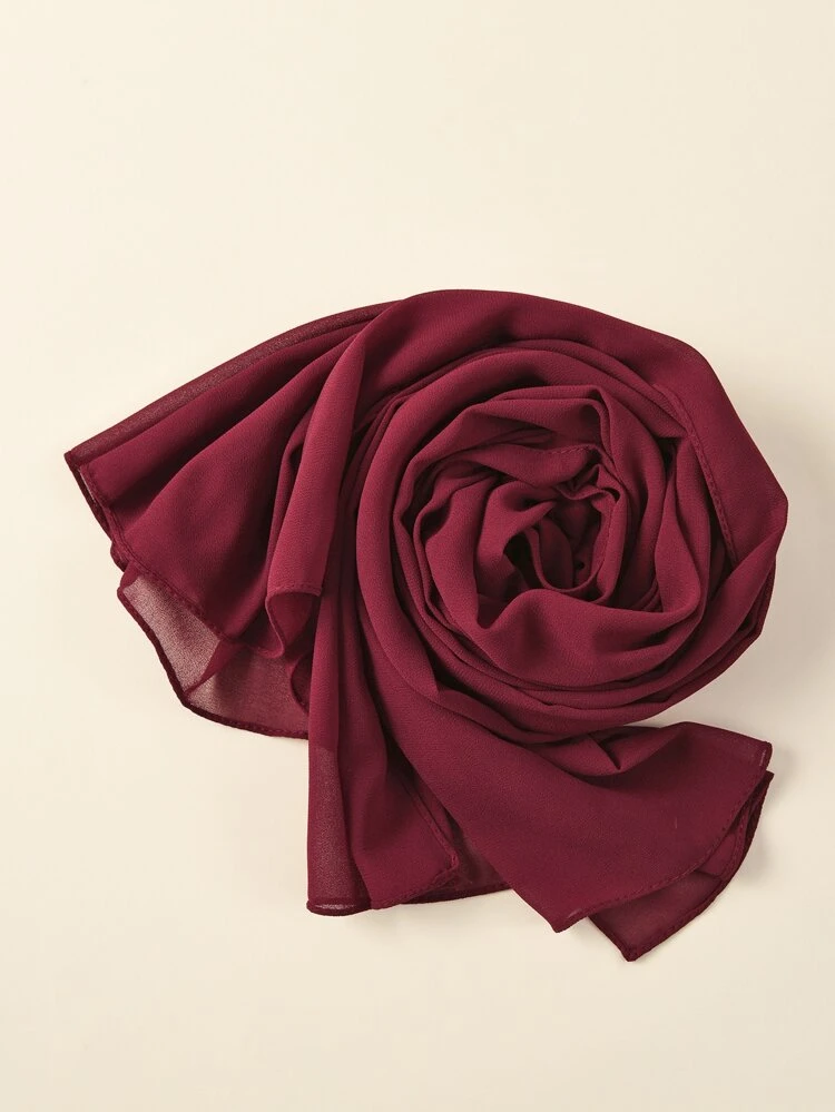 1pc Ladies' Solid Color Hijab Faux Pearl & Chiffon Headscarf, Suitable For Daily Casual Wear Bandana,Hair Band,Head Band Ideal For Dressing Up Your Look Winter Fall Abaya Accessories