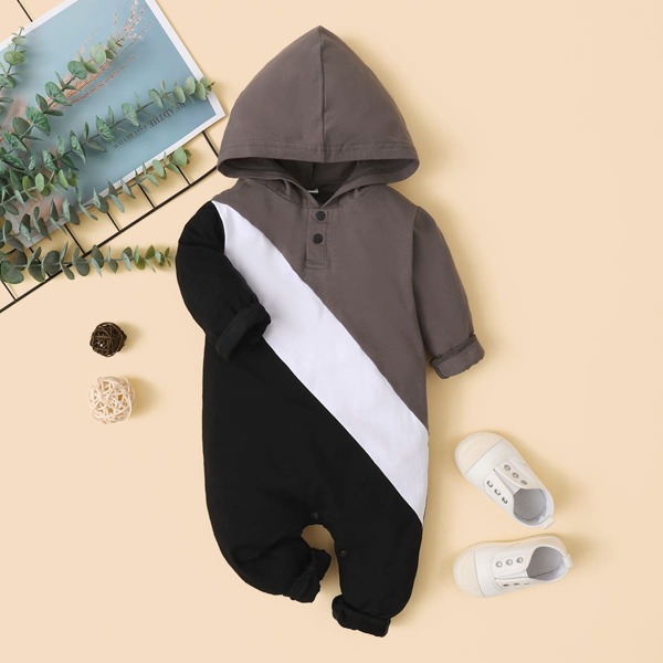 

Baby Boy Cut And Sew Popper Hoodie Jumpsuit, Multicolor