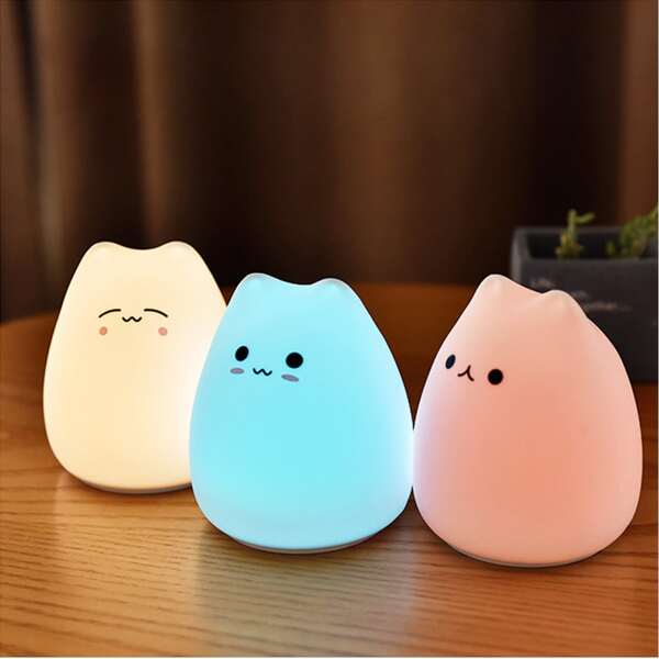 

1pc 7 Color Cartoon Night Light, Multicolor