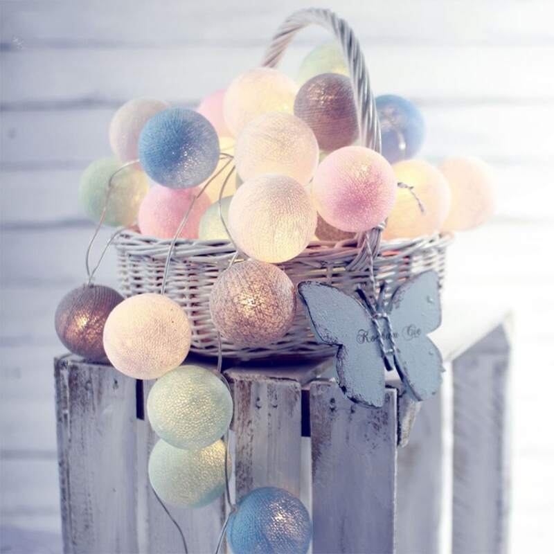 

1pc String Light With 10pcs Ball Bulb, Yellow