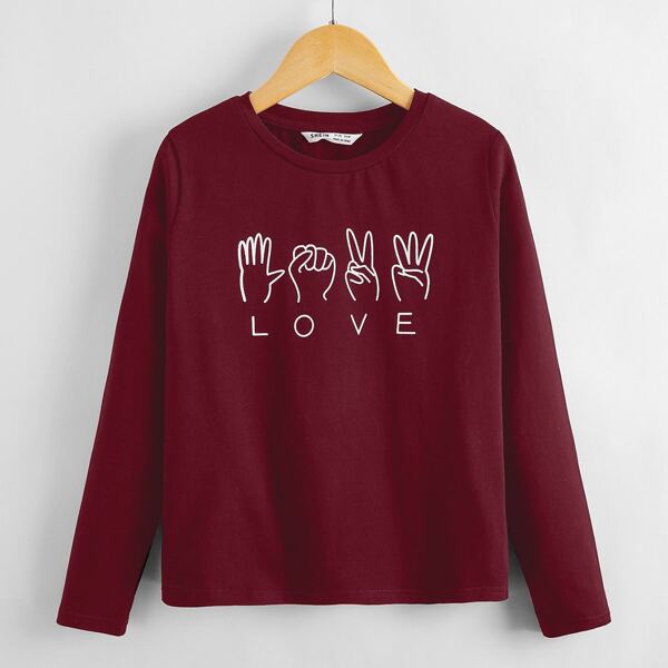 

Girls Figure & Letter Graphic Tee, Maroon
