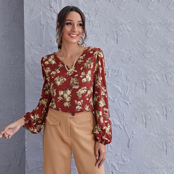 

Lantern Sleeve Floral Top, Multicolor