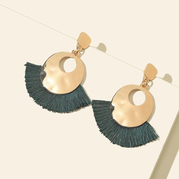 

Tassel Decor Drop Earrings, Green