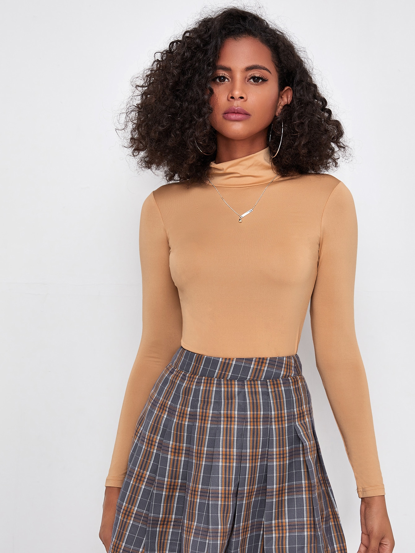 Solid High Neck Form Fitted Tee thumbnail