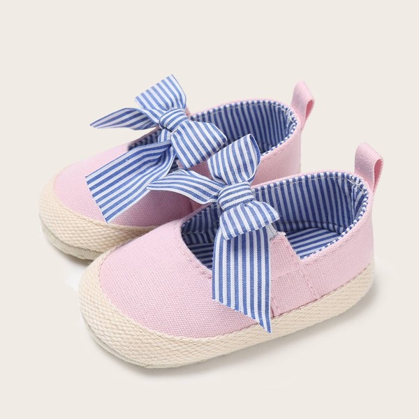 

Baby Girl Striped Bow Decor Flats, Pink