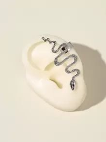 蛇設計耳釘式耳骨夾 - 銀色 - 查看 1