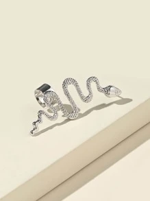 蛇設計耳釘式耳骨夾 - 銀色 - 查看 2