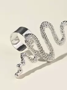 蛇設計耳釘式耳骨夾 - 銀色 - 查看 3