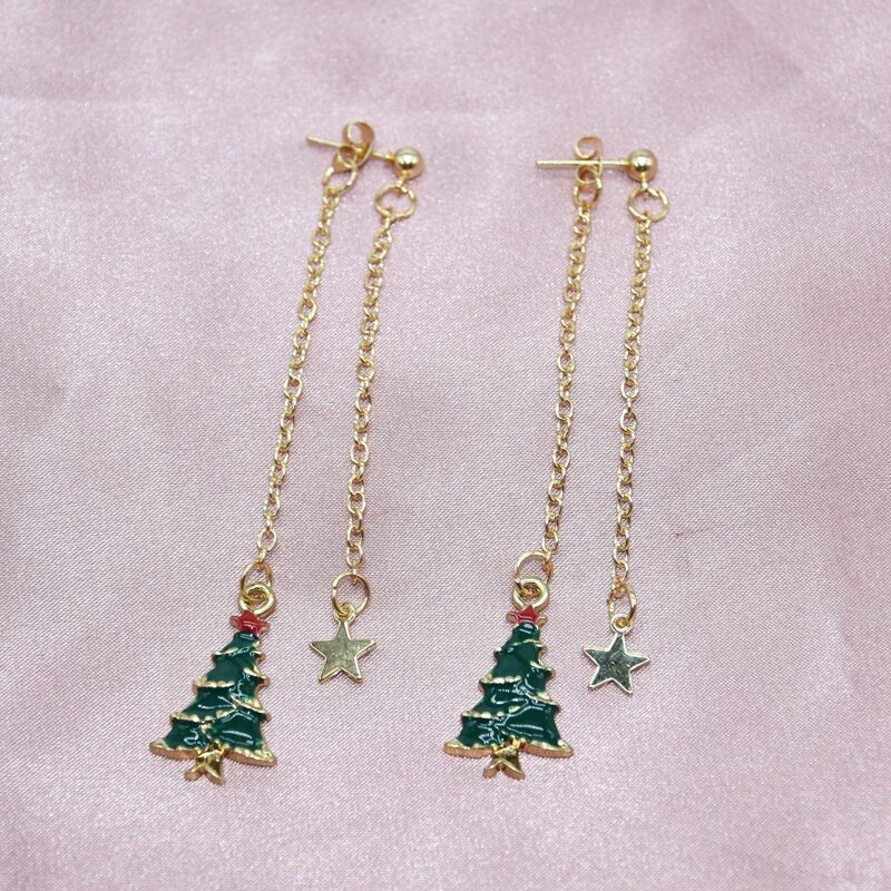 

Christmas Tree Charm Earrings, Multicolor