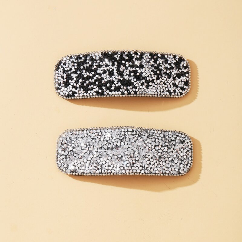 

2pcs Rhinestone Hair Clip, Black and white