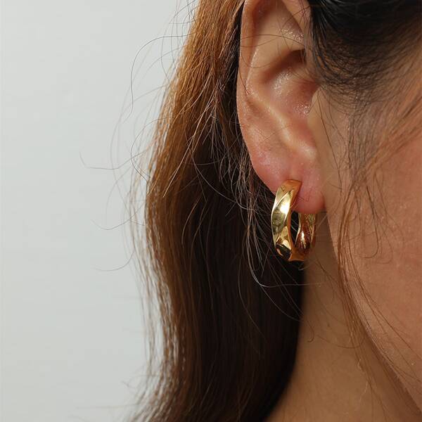 

Simple Cuff Hoop Earrings, Gold