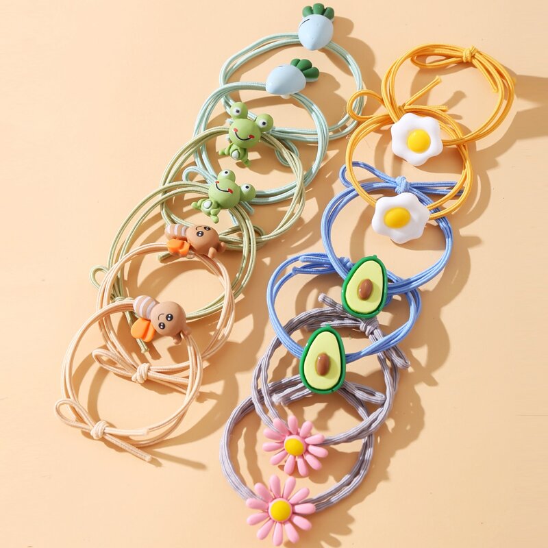 

12pcs Cartoon Fruit Hair Tie, Multicolor