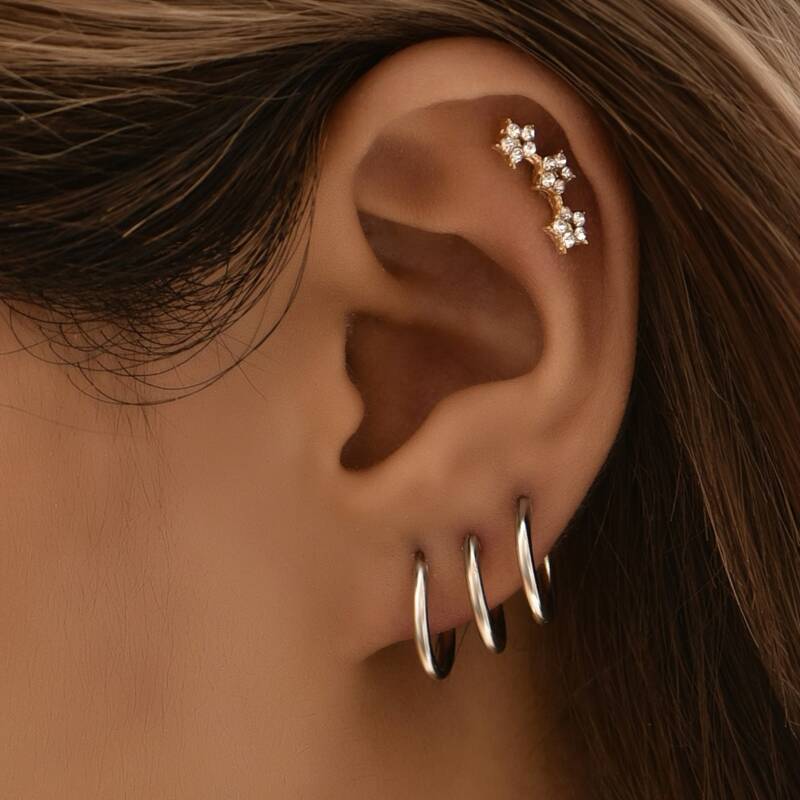 

4pcs Rhinestone Decor Earrings, Multicolor