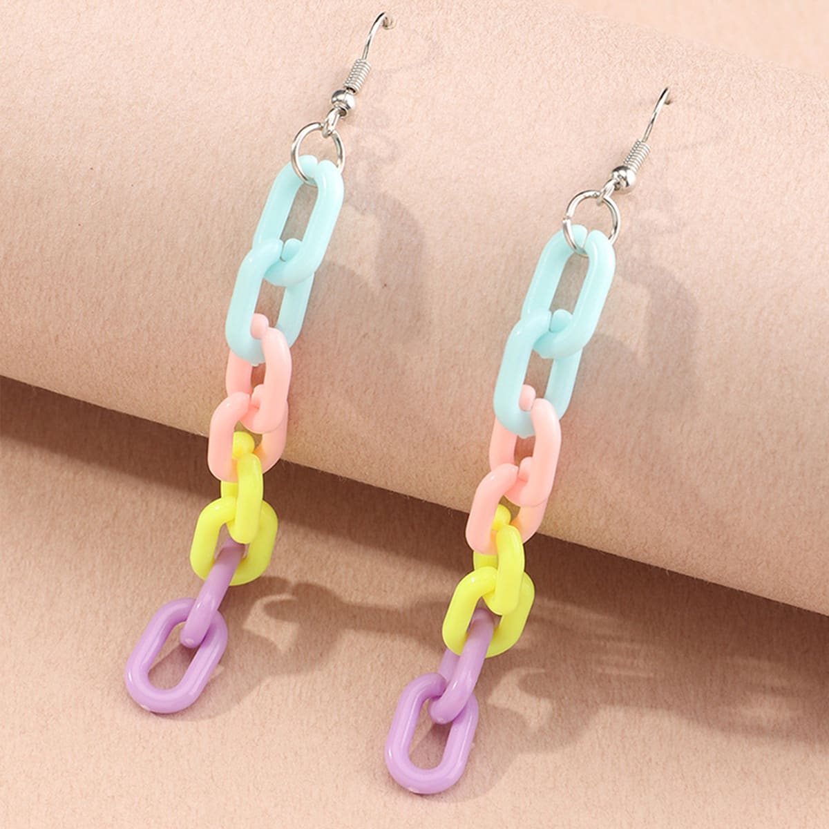 

Colorblock Chain Drop Earrings, Multicolor