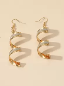 閃亮細節螺旋耳墜 - 金黃色 - 查看 3