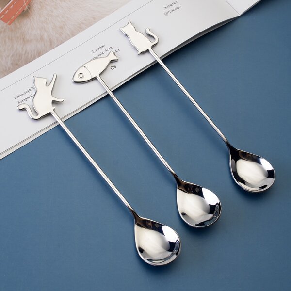 

3pcs Metal Cartoon Spoon Set, Silver
