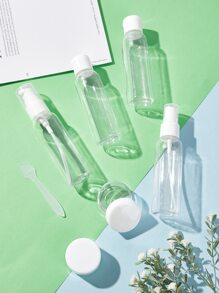 NEFOUME 7入組旅行瓶套件，防漏便攜式洗漱用品容器套裝，透明PET飛行尺寸化妝品容器，用於乳液、洗髮水、面霜、肥皂，7入組 - 無色 - 查看 1