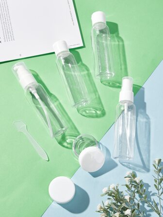 NEFOUME 7入組旅行瓶套件，防漏便攜式洗漱用品容器套裝，透明PET飛行尺寸化妝品容器，用於乳液、洗髮水、面霜、肥皂，7入組