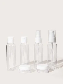 NEFOUME 7入組旅行瓶套件，防漏便攜式洗漱用品容器套裝，透明PET飛行尺寸化妝品容器，用於乳液、洗髮水、面霜、肥皂，7入組 - 無色 - 查看 2