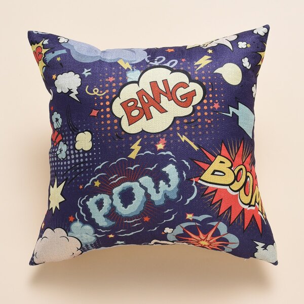 

Letter Graphic Cushion Cover Without Filler, Multicolor