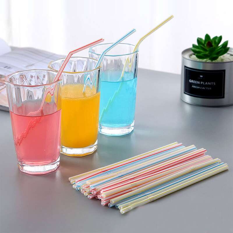 

100pcs Disposable Plastic Straw, Multicolor