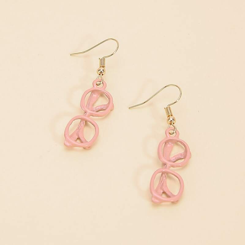 

Glasses Drop Earrings, Pink