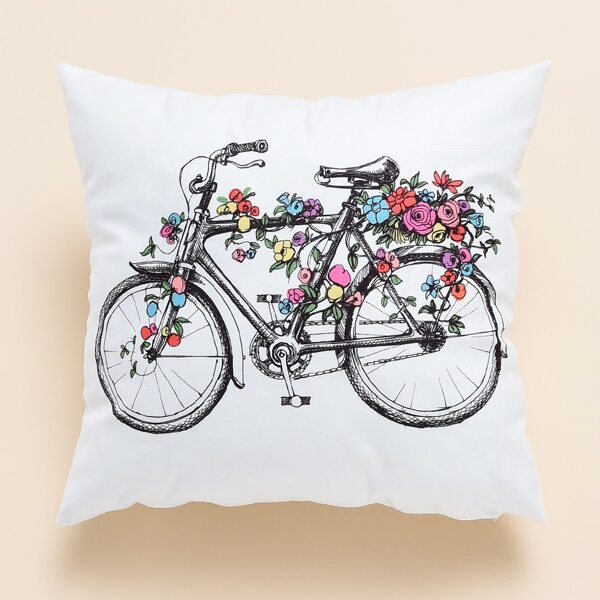 

Bicycle Print Cushion Cover Without Filler, Multicolor
