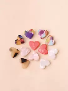 6pairs Heart Design Stud Earrings - Multicolor - View 1
