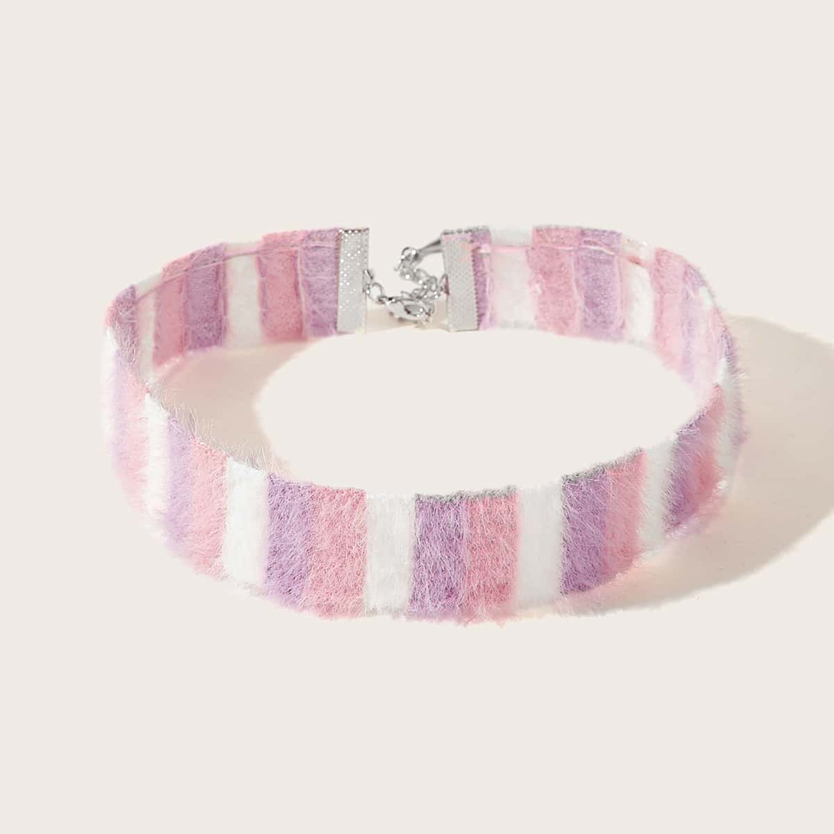 

Striped Fluffy Choker, Multicolor