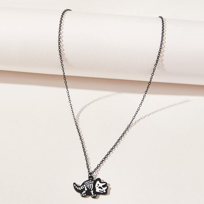 

Dinosaur Pendant Necklace, Black