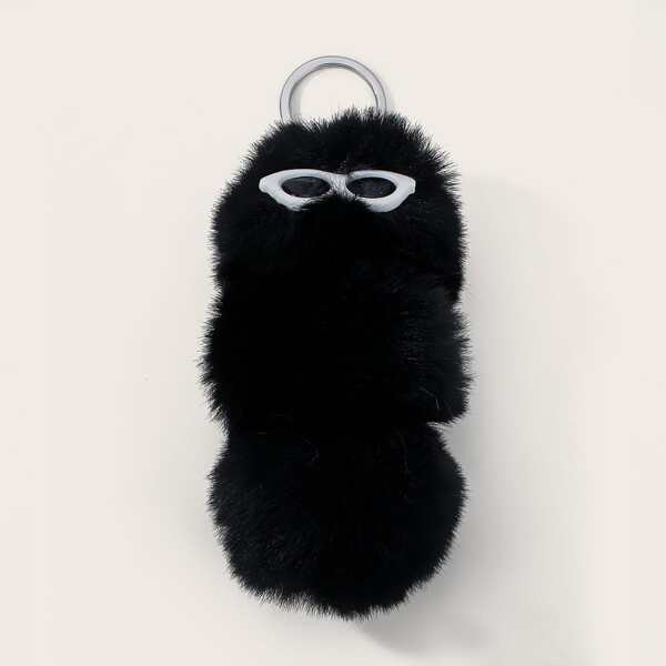 

Cartoon Design Faux Fur Bag Charm, Black