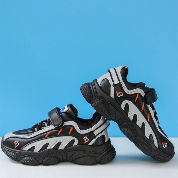 

Toddler Boys Velcro Strap Warm Chunky Sneakers, Black
