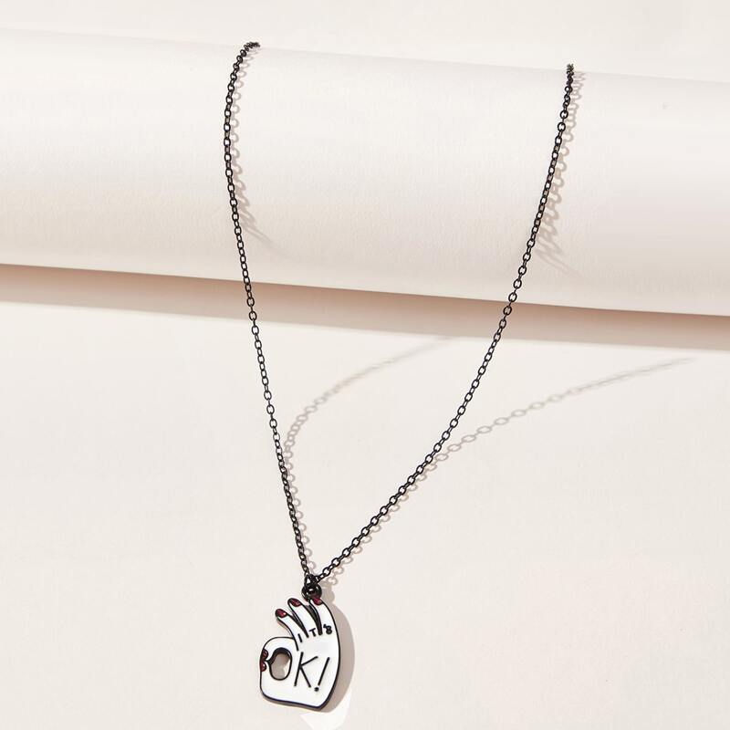 

Gesture Pendant Necklace, Black and white
